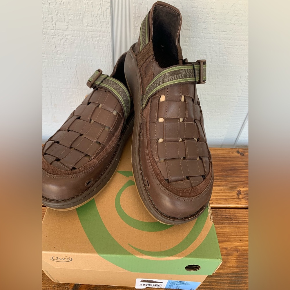 NEW Chaco Brown Leather Conundrum Vibram Shoes Size 14